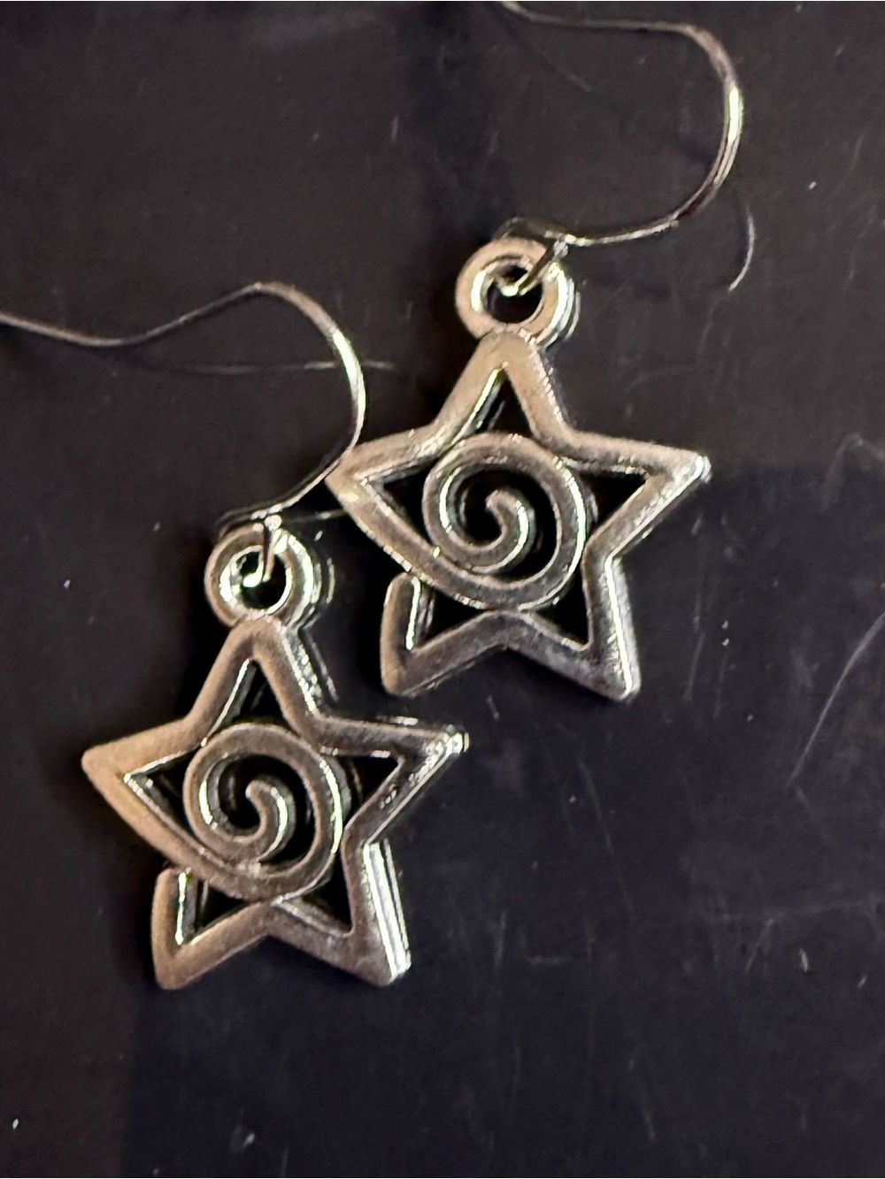 Silver TONE Star Spiral Drop Earrings - Women Jewelry